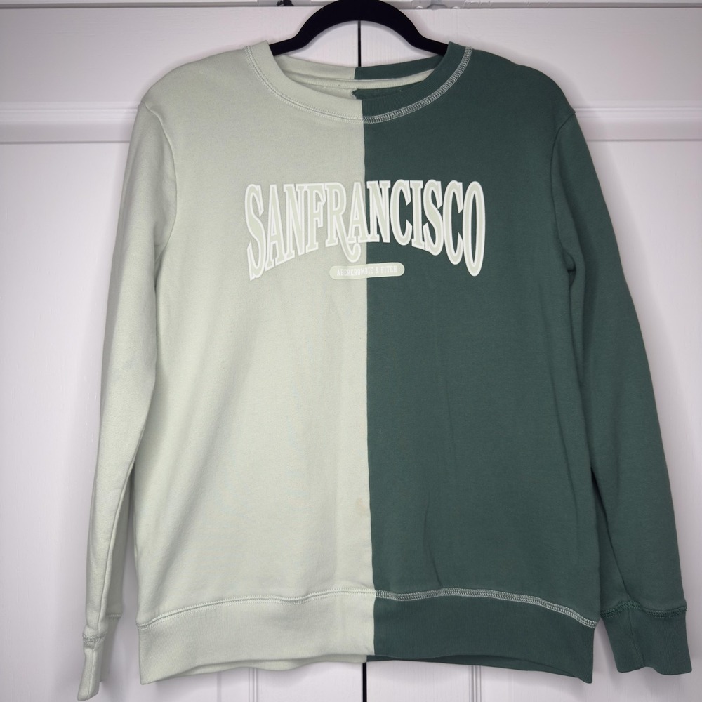 Abercrombie Kids Sweatshirt Kids 15-16 Green Colorblock San Francisco Fleece